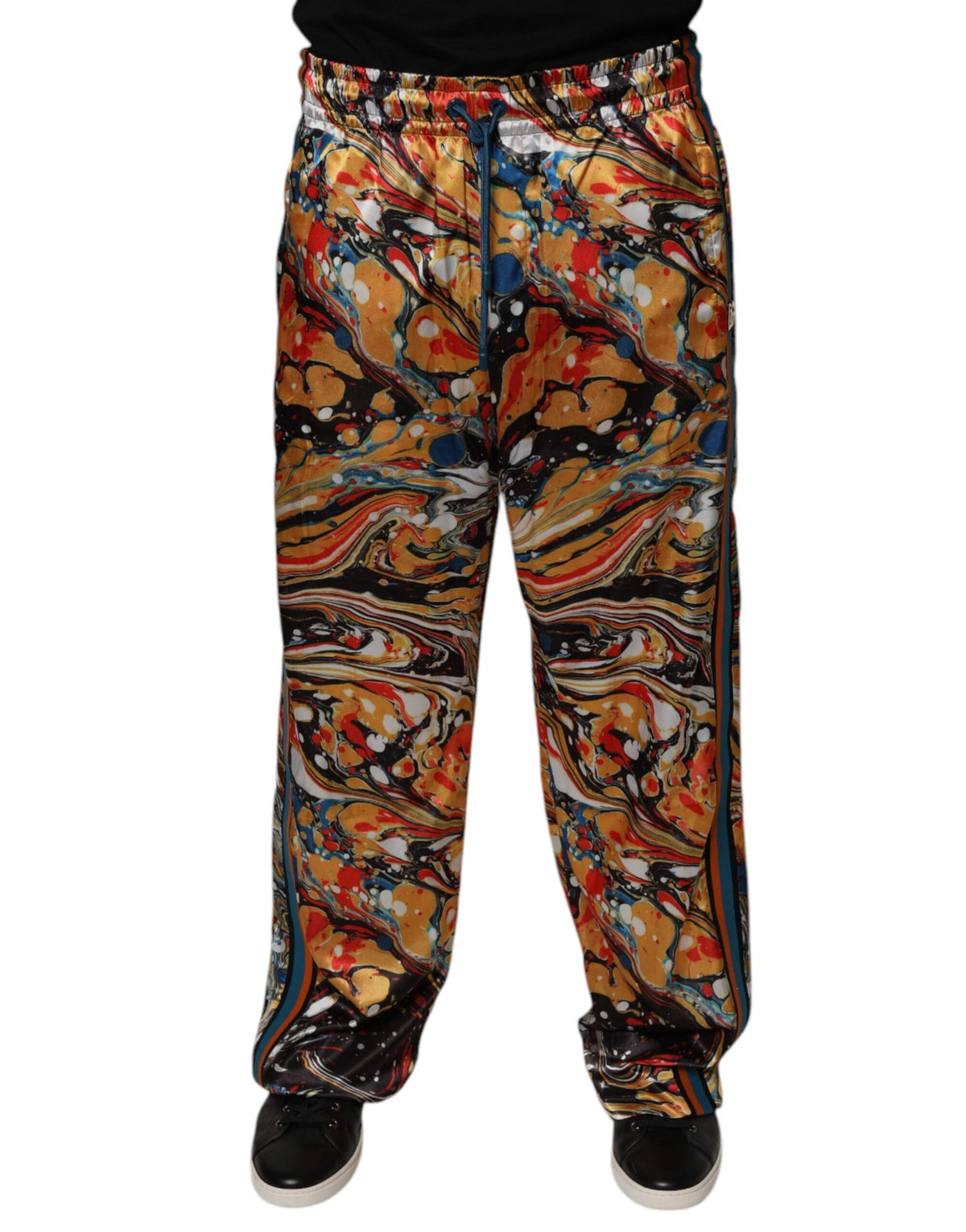 Pantalon de survêtement en satin marbré multicolore pour homme Dolce &amp; Gabbana