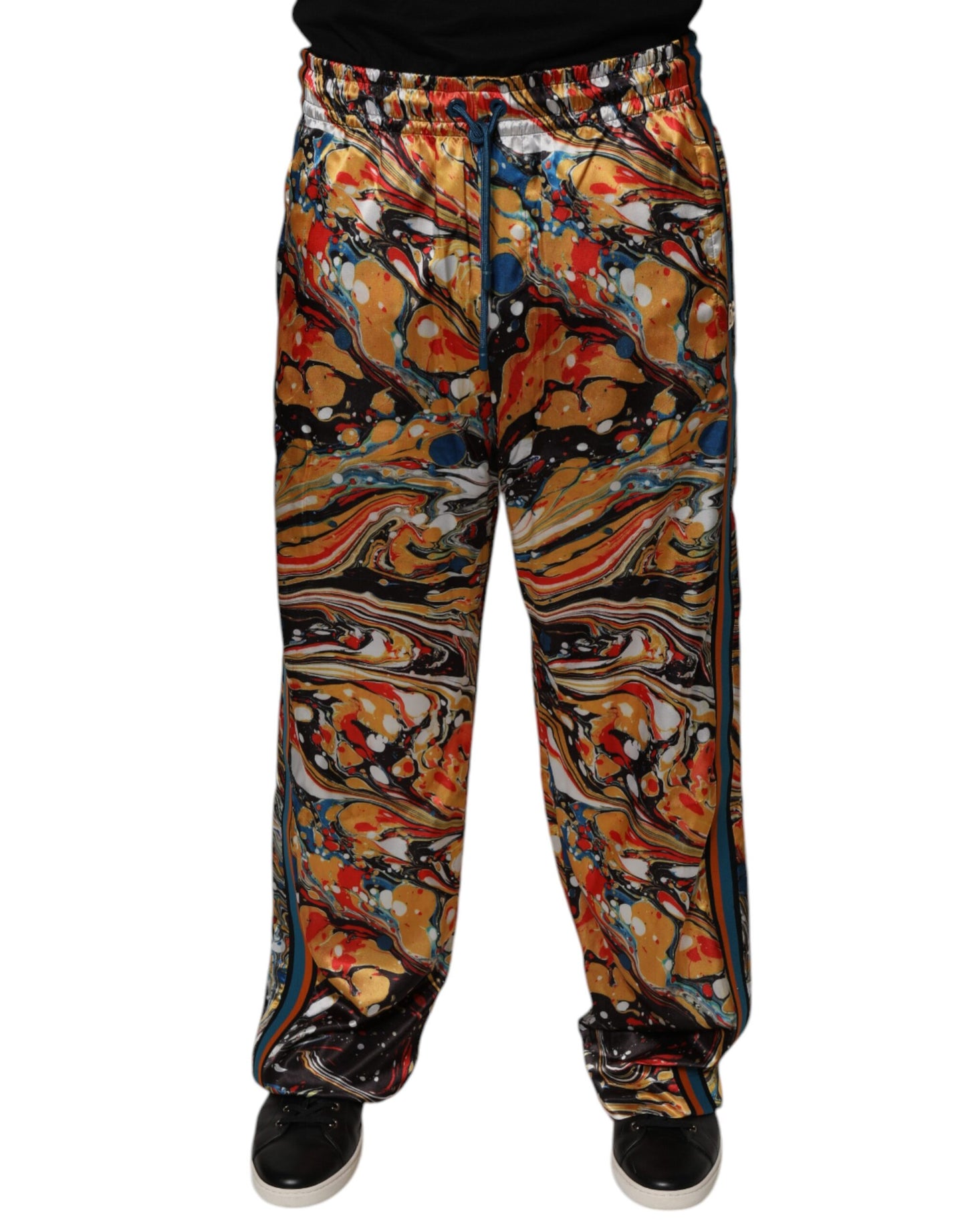 Dolce &amp; Gabbana multicolor marmer satijnen heren joggingbroek