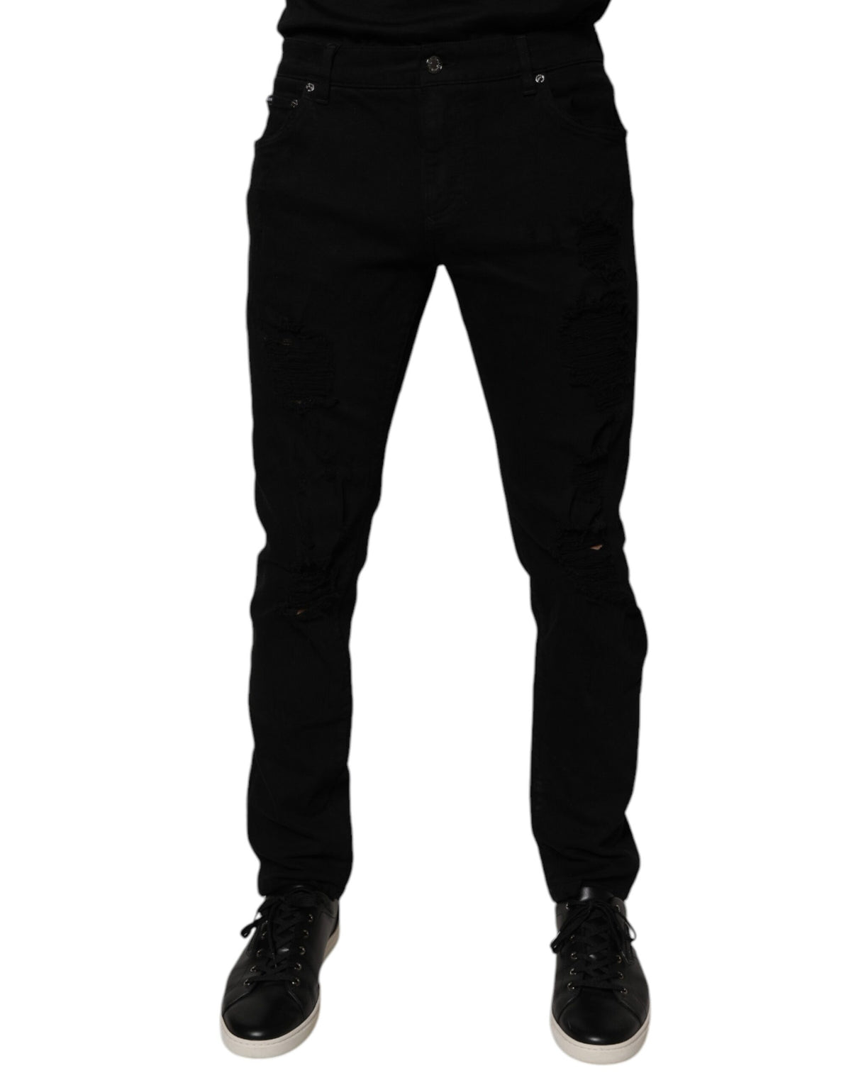 Jean skinny en coton noir délavé pour homme de Dolce &amp; Gabbana