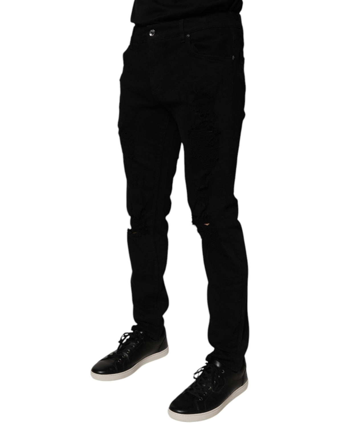 Jean skinny en coton noir délavé pour homme de Dolce &amp; Gabbana