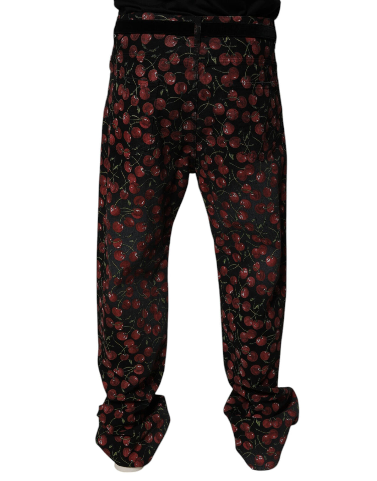 Jeans en coton droit noir cerise Dolce &amp; Gabbana pour homme