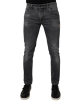 Jean skinny en coton délavé gris foncé pour homme de Dolce &amp; Gabbana
