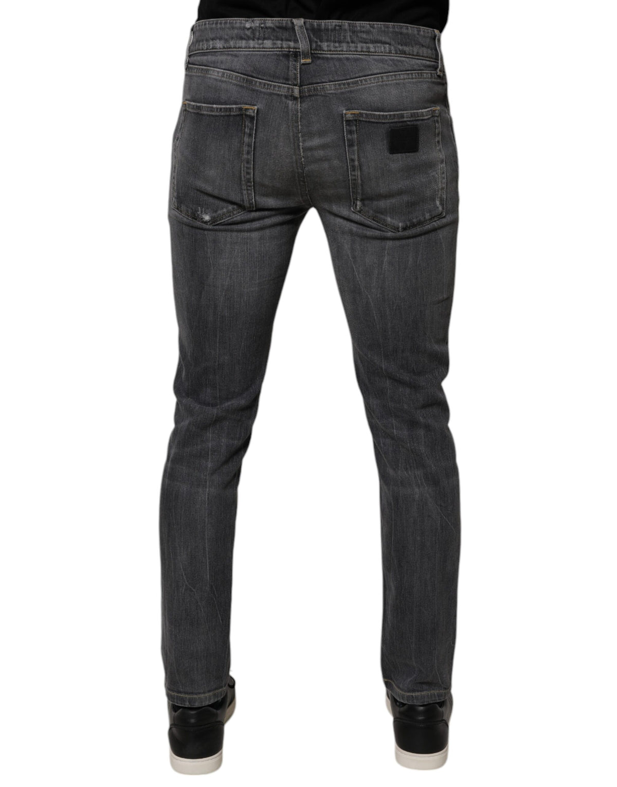Jean skinny en coton délavé gris foncé pour homme de Dolce &amp; Gabbana
