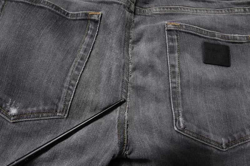 Dolce &amp; Gabbana donkergrijze, gewassen, smalle spijkerbroek voor heren