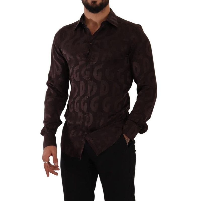 Chemise en soie bordeaux de Dolce &amp; Gabbana