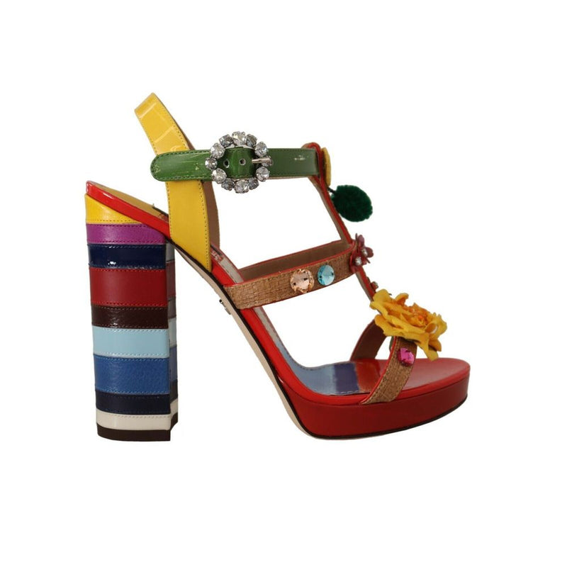 Dolce & Gabbana Sandale en Coton Multicolore - EU38.5/US8.5