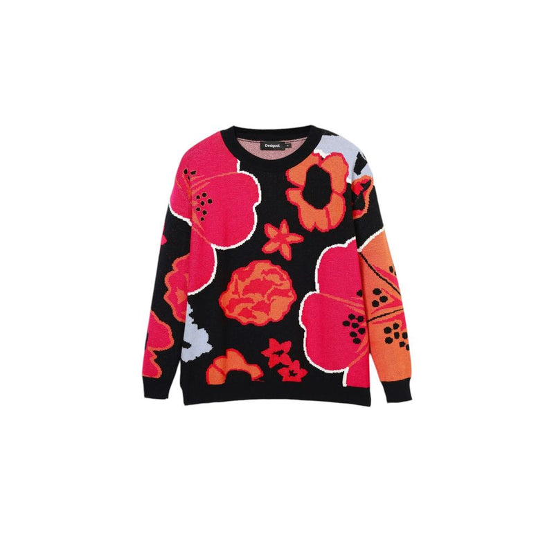 Desigual Black Polyamide Sweater for Women - Elegant Floral Design