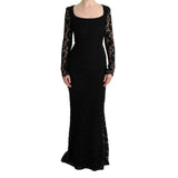 Dolce & Gabbana Robe Longue Épaule Fleurie Noire