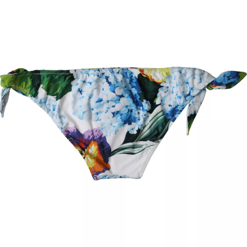 Dolce & Gabbana White Floral Print Bikini Bottom Swimwear
