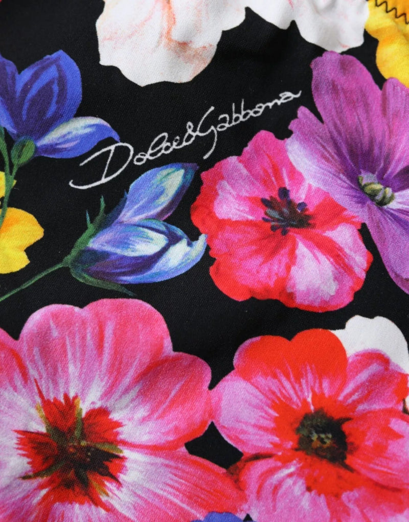 Dolce & Gabbana Black Floral Print Bikini Bottom Swimwear