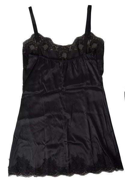 Dolce & Gabbana Black Lace Silk Sleepwear Camisole Top Underwear
