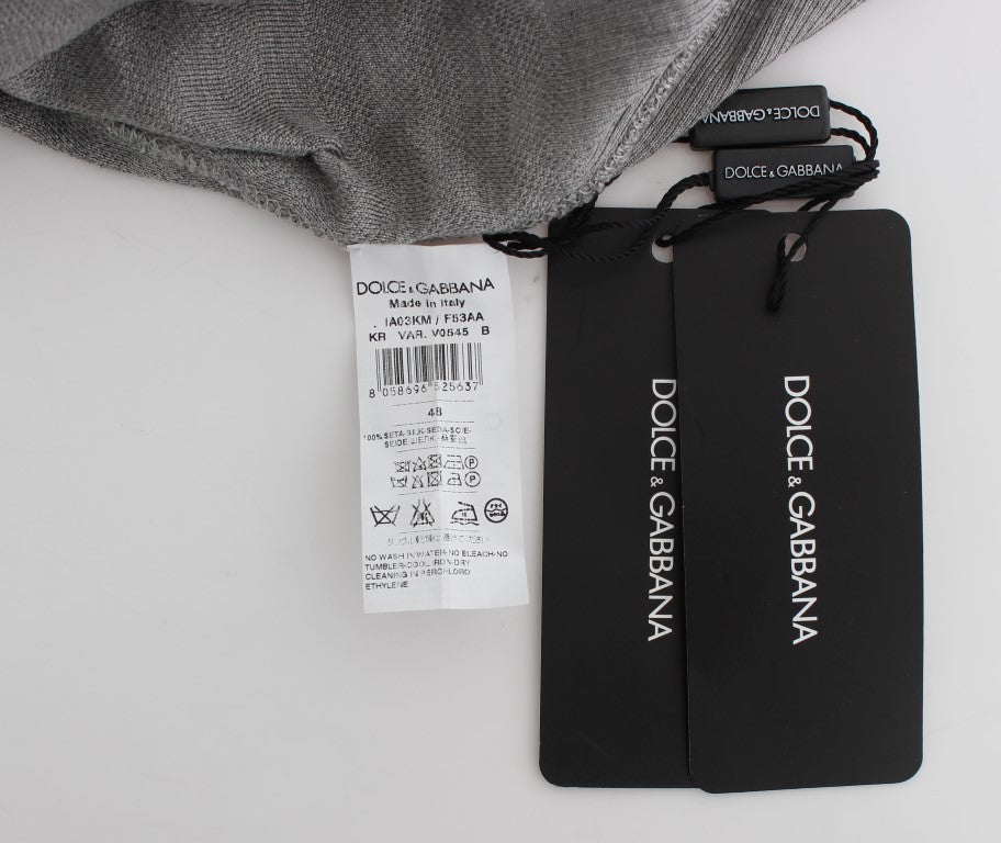 Pull en soie gris à col rond de Dolce &amp; Gabbana