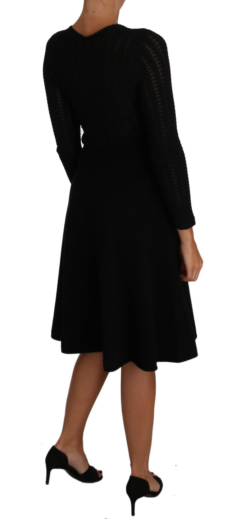 Robe fourreau en laine tricotée noire à manches longues Dolce &amp; Gabbana