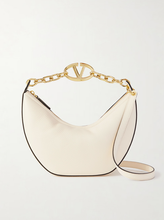Valentino Garavani Petit sac à bandoulière Hobo Vlogo en cuir ivoire