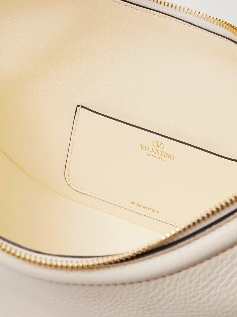 Sac à épaule Valentino Garavani Vlogo en cuir ivoire