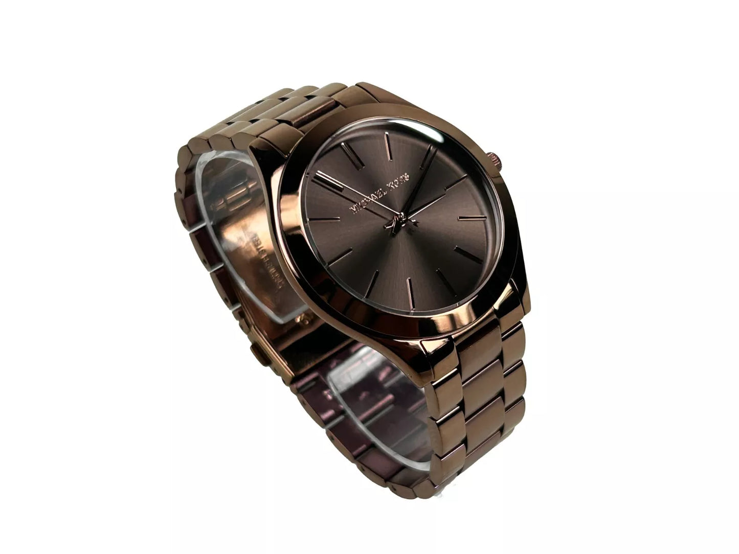 Montre Michael Kors Slim Runway en acier inoxydable marron MK3418