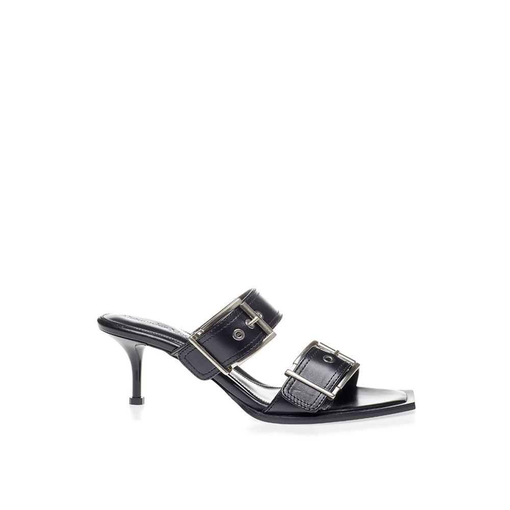 Alexander McQueen Sandales en Cuir Noir pour Femmes