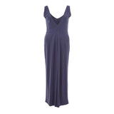 Lardini Blue Viscose Long Dress with V-Neck