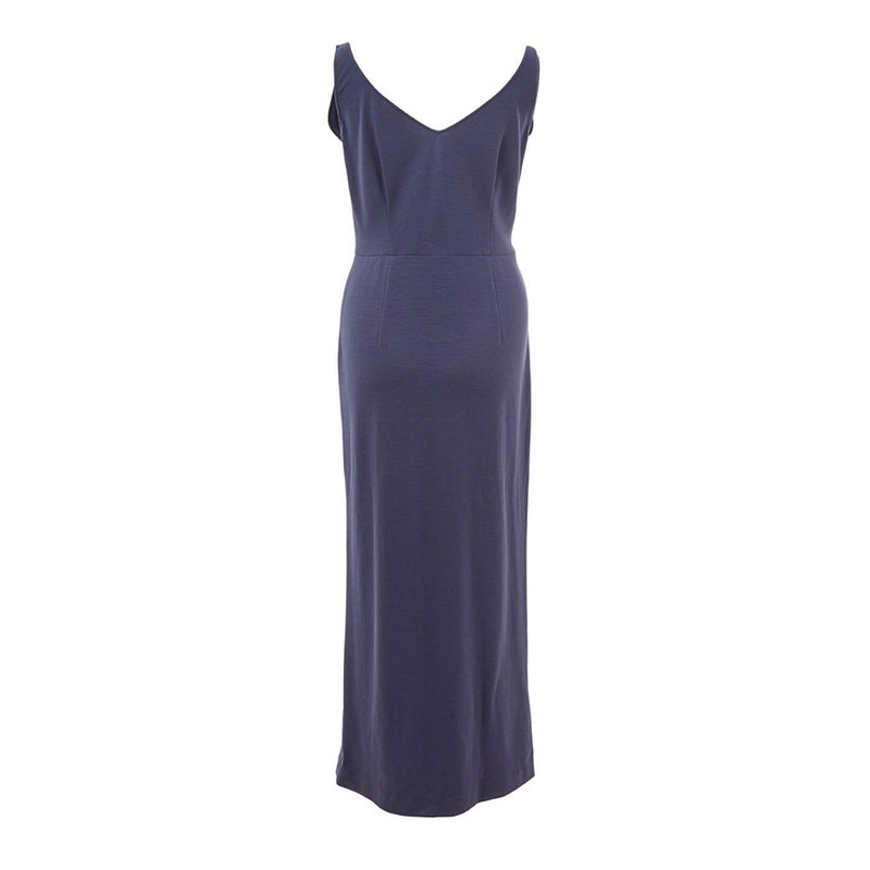 Lardini Blue Viscose Long Dress with V-Neck