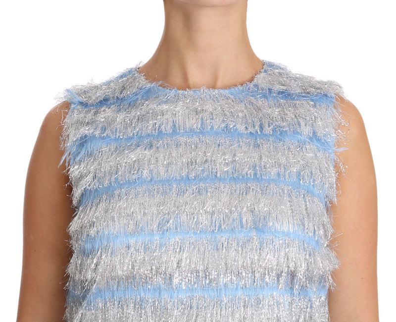 Robe Dolce &amp; Gabbana bleu clair argentée à bretelles