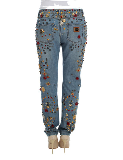 Jeans Dolce & Gabbana ornés de roses de cristal et de cœurs