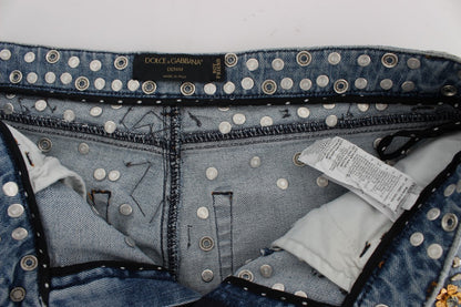 Jeans Dolce & Gabbana ornés de roses de cristal et de cœurs