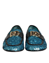 Dolce & Gabbana Blue Sequined Loafers - Luxury Formal Shoes
