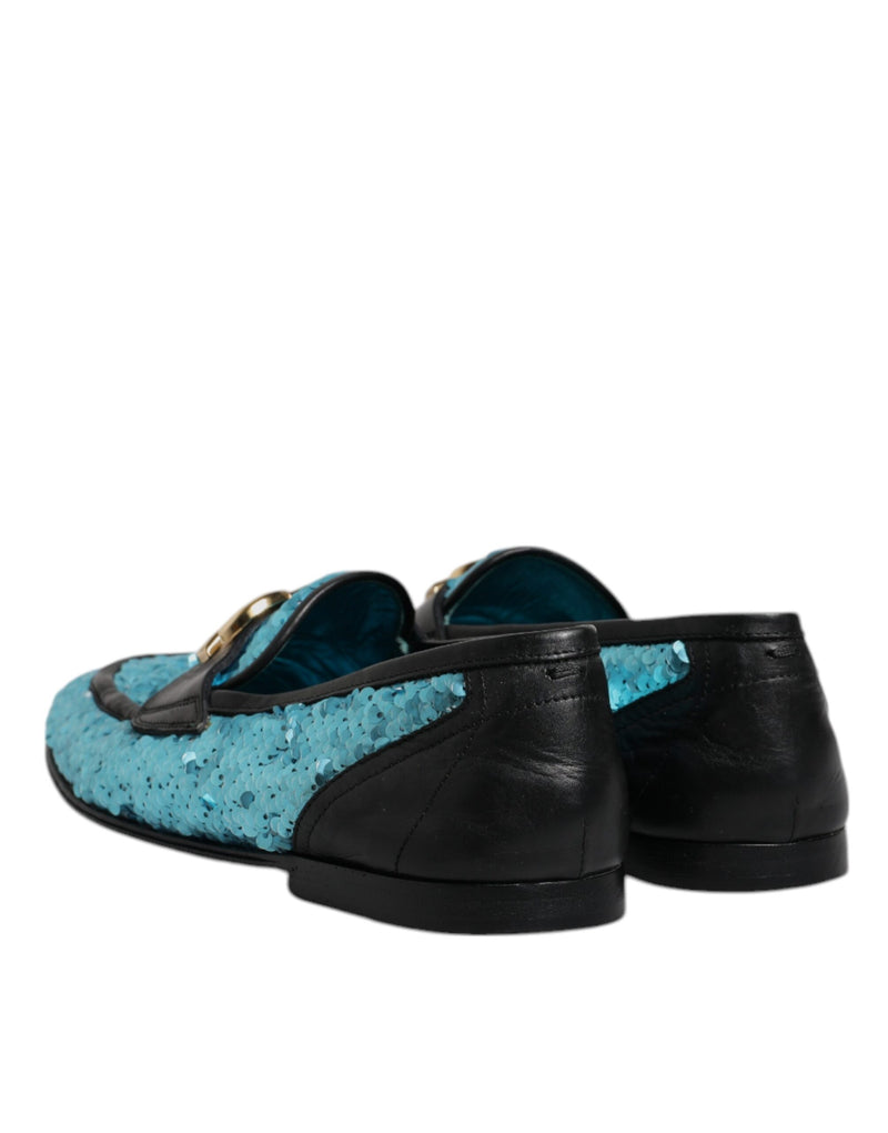 Dolce & Gabbana Blue Sequined Loafers - Luxury Formal Shoes