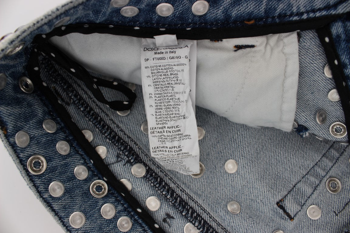 Jeans Dolce &amp; Gabbana ornés de roses de cristal et de cœurs
