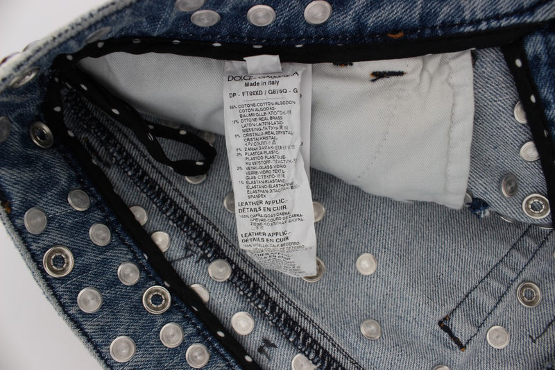 Jeans Dolce &amp; Gabbana ornés de roses de cristal et de cœurs