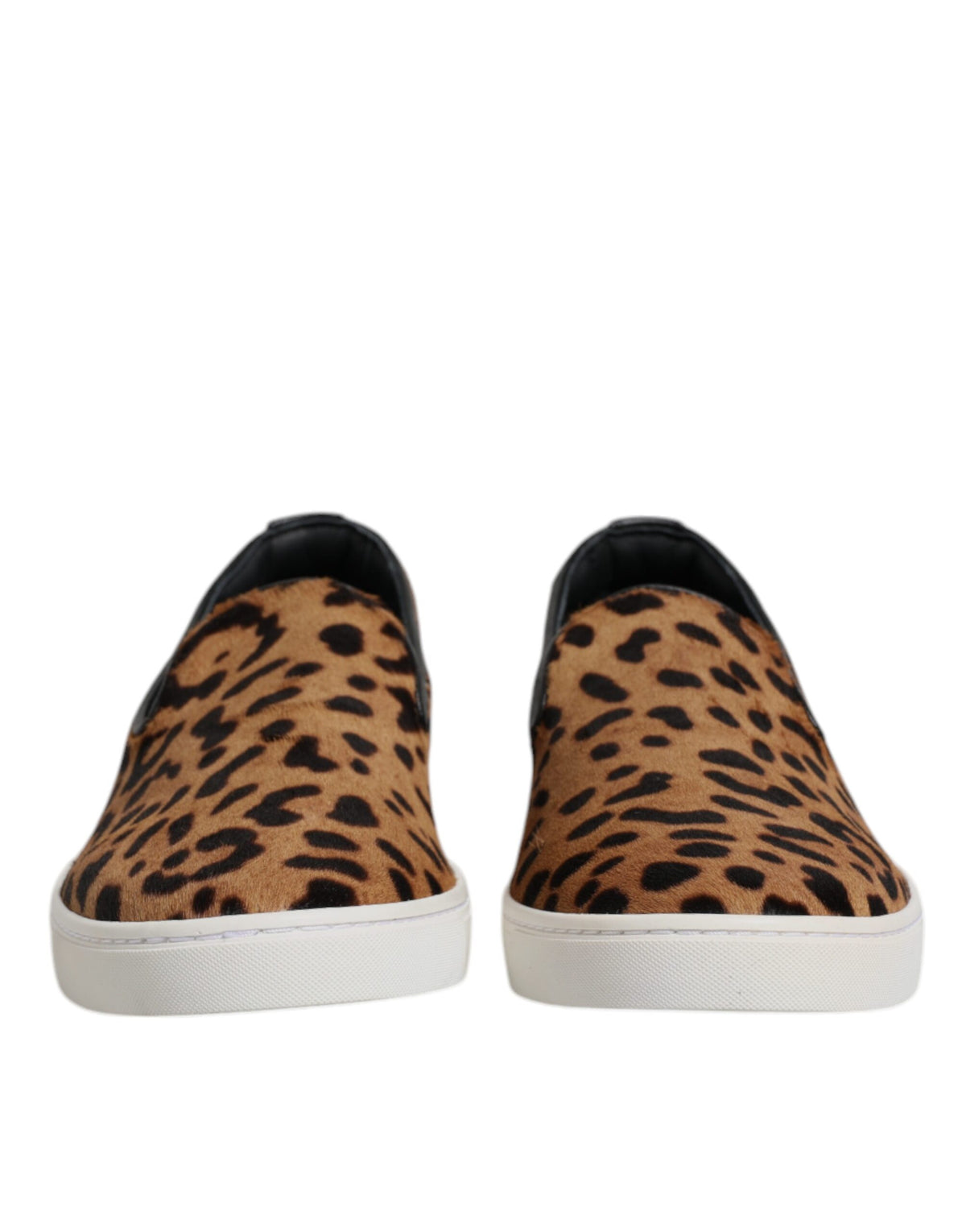 Dolce & Gabbana Sneakers en Fourrure de Veau Marron à Imprimé Léopard
