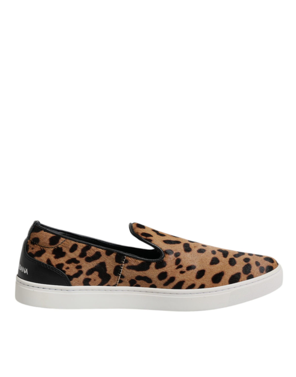 Dolce & Gabbana Sneakers en Fourrure de Veau Marron à Imprimé Léopard