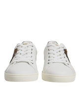 Dolce & Gabbana White Leather Heart Embellished Sneakers