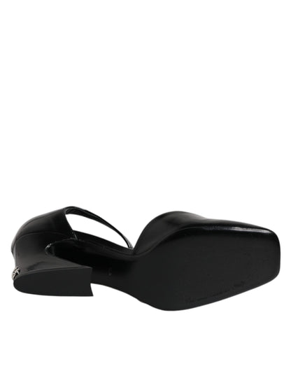 Sandales à bride cheville Jackie en cuir noir de Dolce &amp; Gabbana