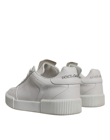 Dolce & Gabbana White Miami Leather Low Top Sneakers Shoes