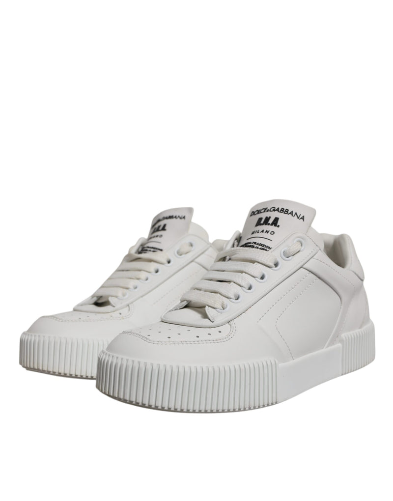 Dolce & Gabbana White Miami Leather Low Top Sneakers