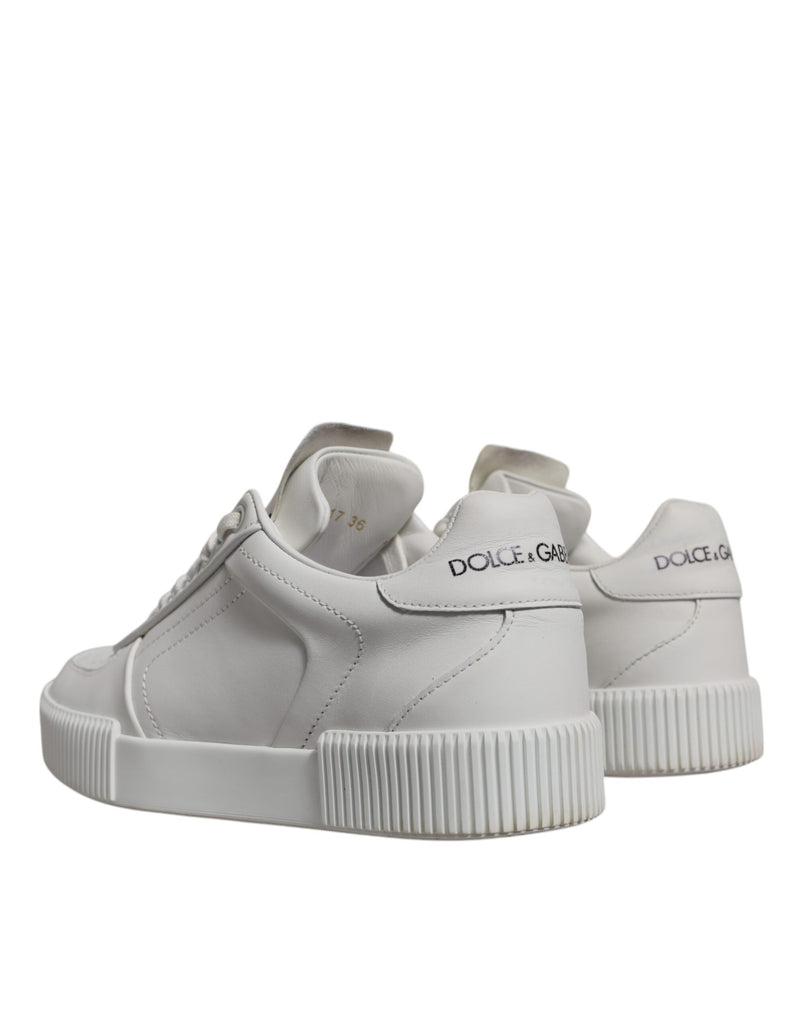 Dolce & Gabbana White Miami Leather Low Top Sneakers