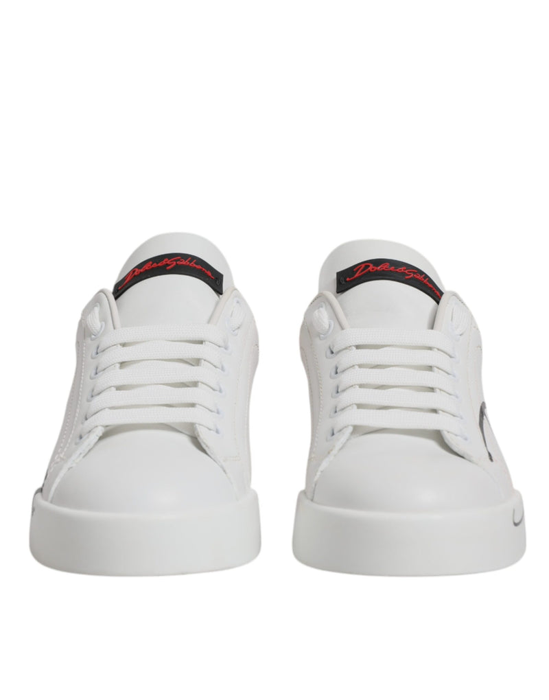 Dolce & Gabbana White Red Logo Portofino Sneakers