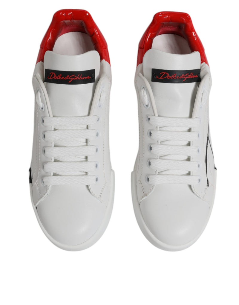 Dolce & Gabbana White Red Logo Portofino Sneakers