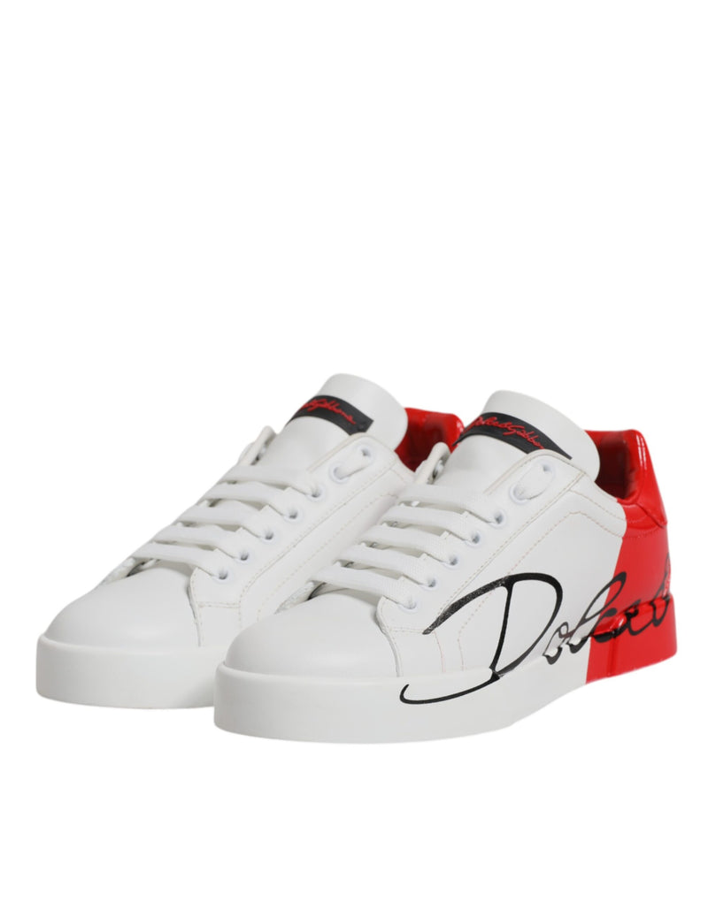 Dolce & Gabbana White Red Logo Portofino Sneakers