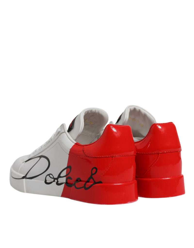 Dolce & Gabbana White Red Logo Portofino Sneakers