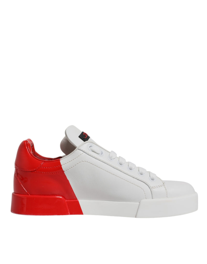 Dolce & Gabbana White Red Logo Portofino Sneakers