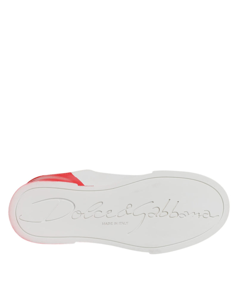 Dolce & Gabbana White Red Logo Portofino Sneakers
