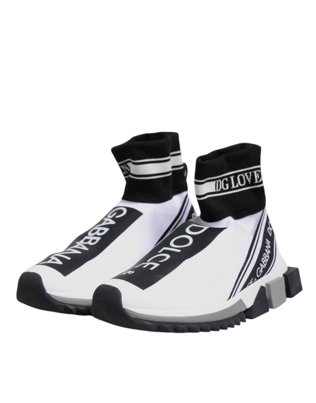 Dolce & Gabbana Sorrento White Black Slip-On Sneakers
