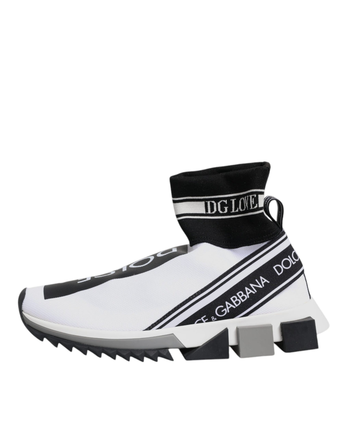 Dolce & Gabbana Sorrento White Black Slip-On Sneakers