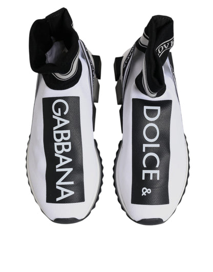 Dolce &amp; Gabbana witte en zwarte Sorrento sokken sneakers