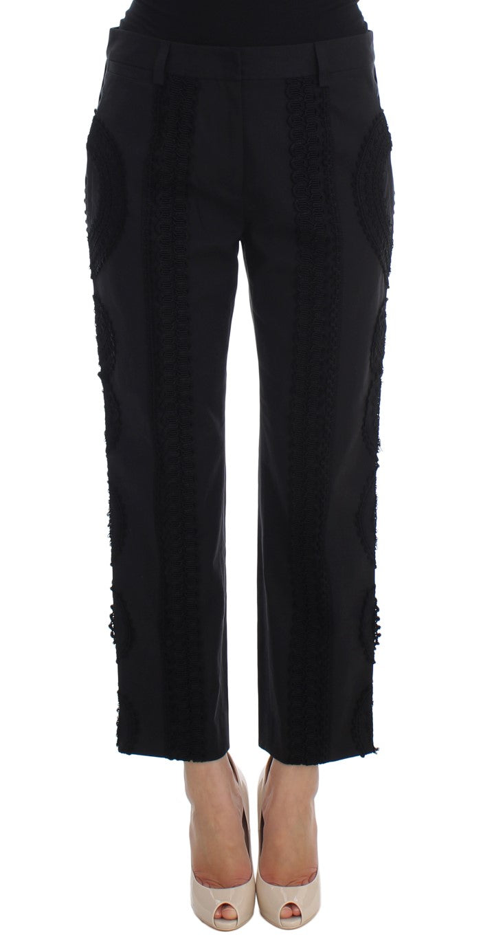 Pantalon capri Torero en coton extensible noir de Dolce &amp; Gabbana