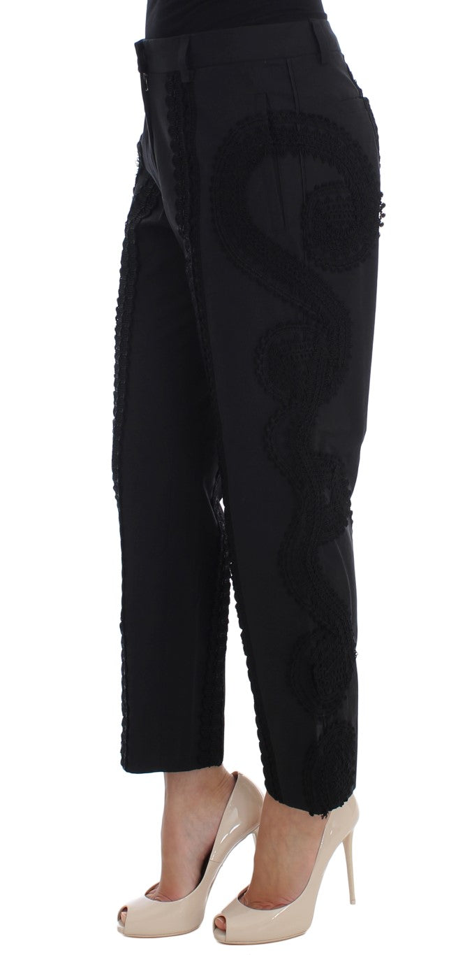 Pantalon capri Torero en coton extensible noir de Dolce &amp; Gabbana