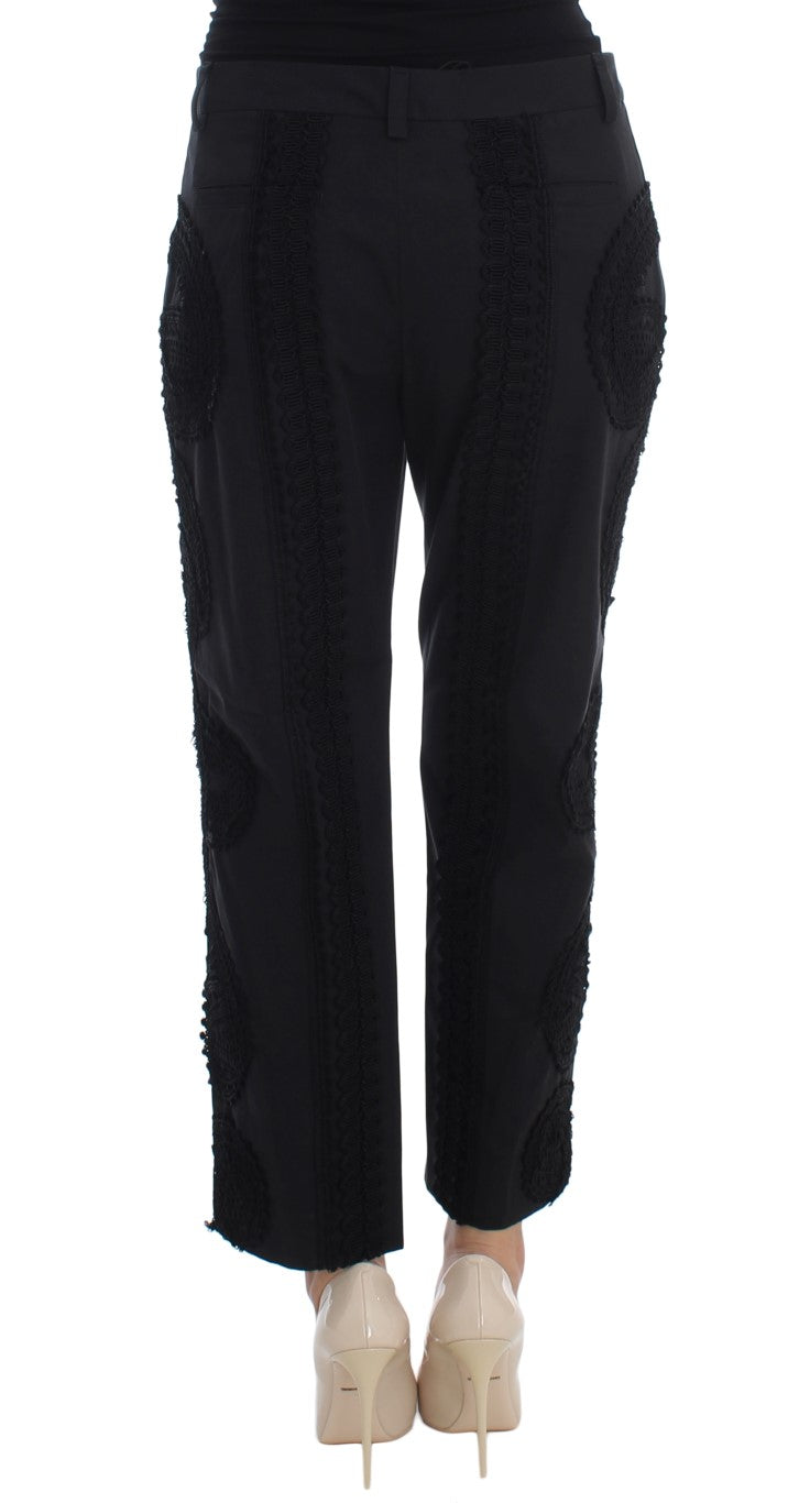 Pantalon capri Torero en coton extensible noir de Dolce &amp; Gabbana
