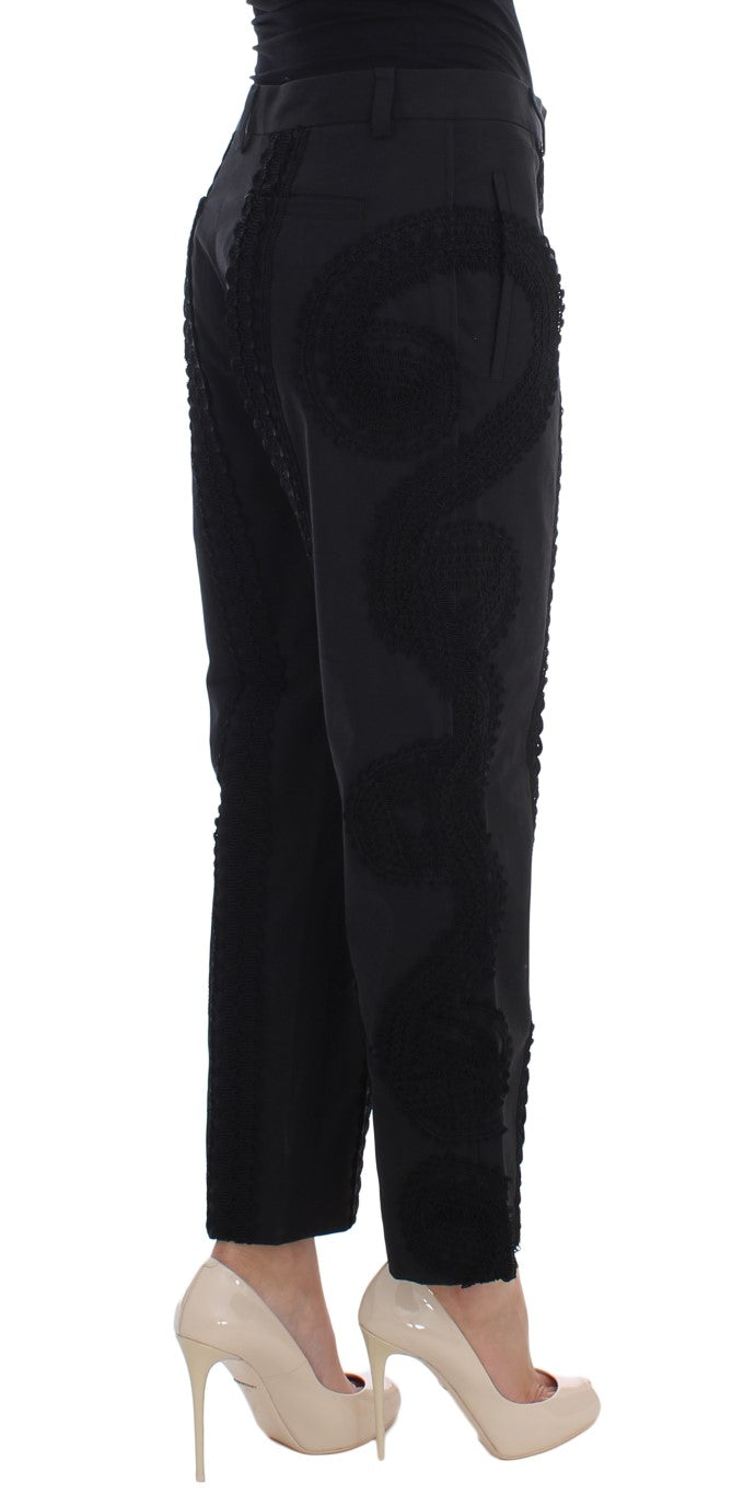 Pantalon capri Torero en coton extensible noir de Dolce &amp; Gabbana